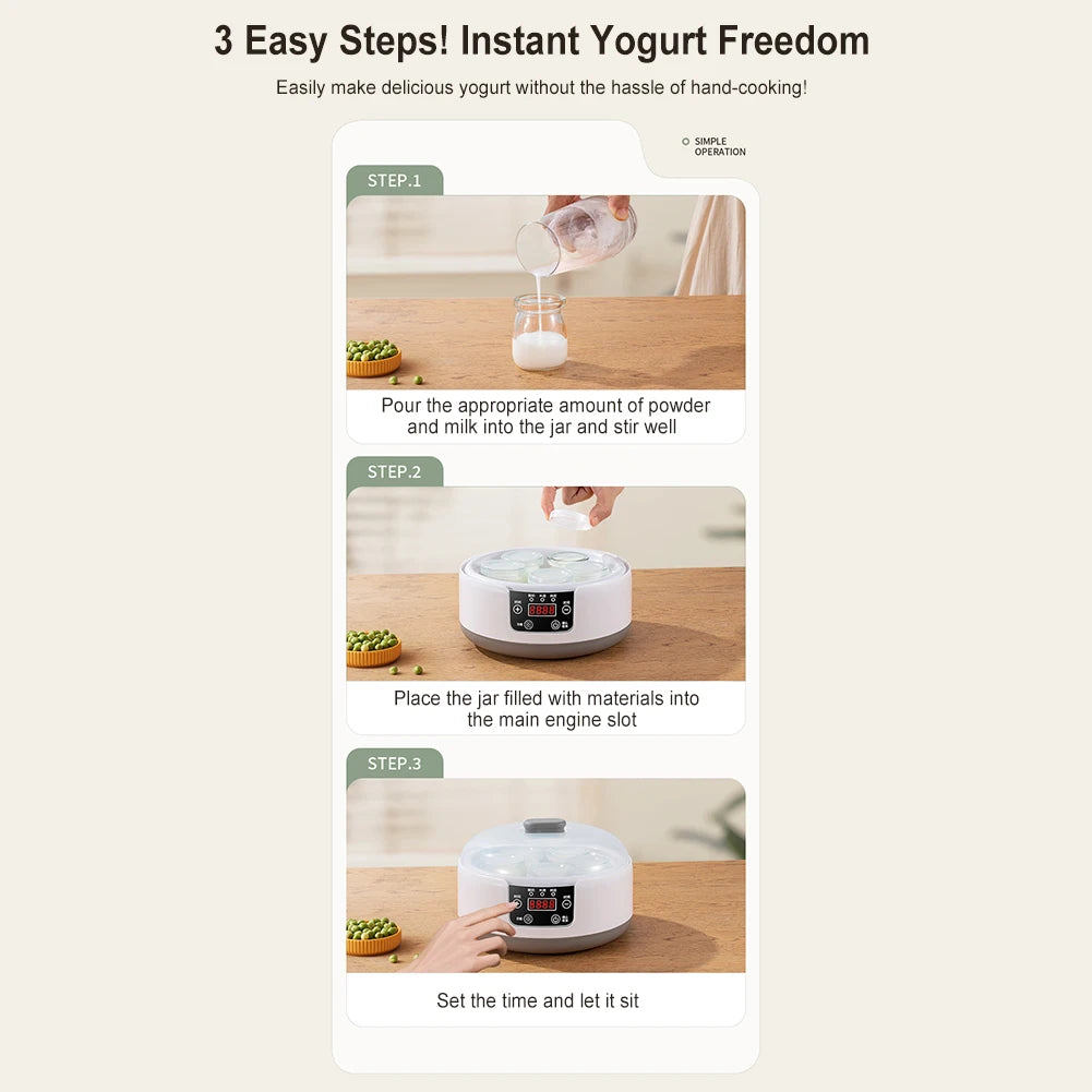 1.2L Automatic Yogurt Maker Timing Function Electric Yogurt Machine Low Noise Wine Ferment Machine for Baking Lovers Friend Gift