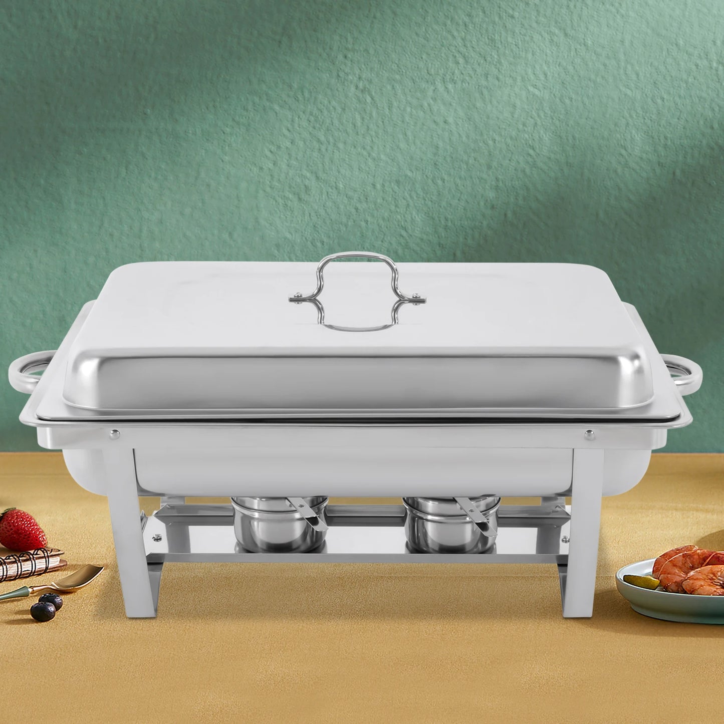Self-Serve Three 0.66 Gal 410 Stainless Steel Chafing Dish Buffet Pan Set Frequent Warming Foldable House Hot Dish Pan