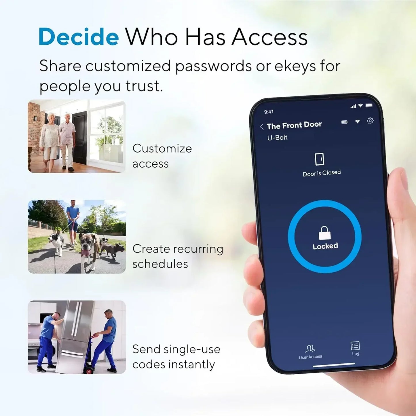 Smart Lock U-Bolt WiFi,Built-in WiFi Smart Door Lock with Door Sensor, Voice Control with Alexa, App Remote Access, Share Access