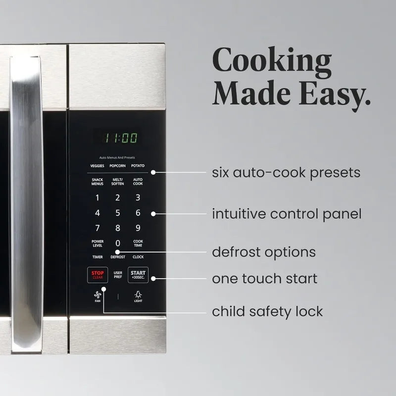 Farberware Over-the-Range Microwave Oven, 1.7 Cu. Ft. - 1000W - Auto Reheat,Multi-Stage Cooking,Melt/Soften Feature,Safety Lock