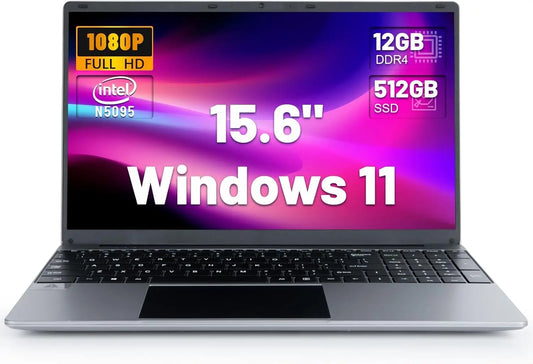 LT1504 15.6" Laptop Intel N5095 Processor 12GB RAM 512GB SSD IPS Display 1920x1080 Windows 11 38000mWh Battery Computer Notebook