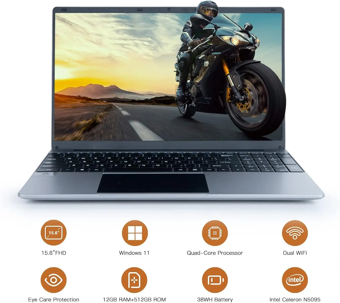 LT1504 15.6" Laptop Intel N5095 Processor 12GB RAM 512GB SSD IPS Display 1920x1080 Windows 11 38000mWh Battery Computer Notebook