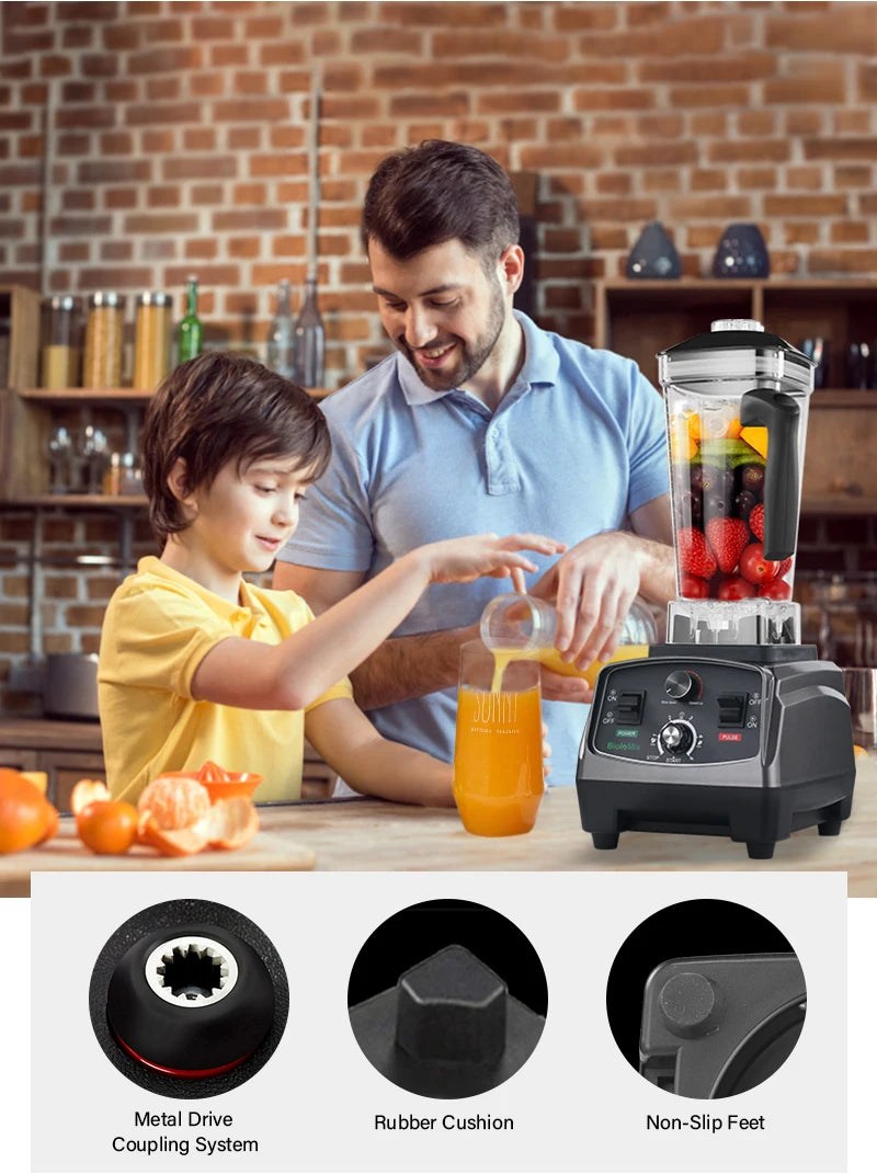 3HP 2200W Heavy Duty Commercial Grade Timer Blender Mixer Juicer Fruit Food Processor Ice Smoothies BPA Free 2L Jar