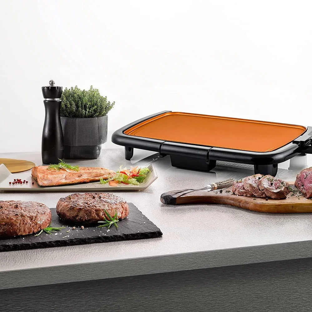 Electric Griddle Non-Stick Cooking Surface 16 x 10 Inch Portable Kitchen Appliance with Temperature Control Easy Cleanup Ideal