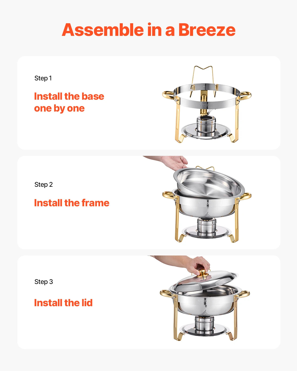 4 Pack Chafing Dish Buffet Set Stainless Steel Chafer with 4 Full Size Pan Round Catering Warmer Server for Party Banquets