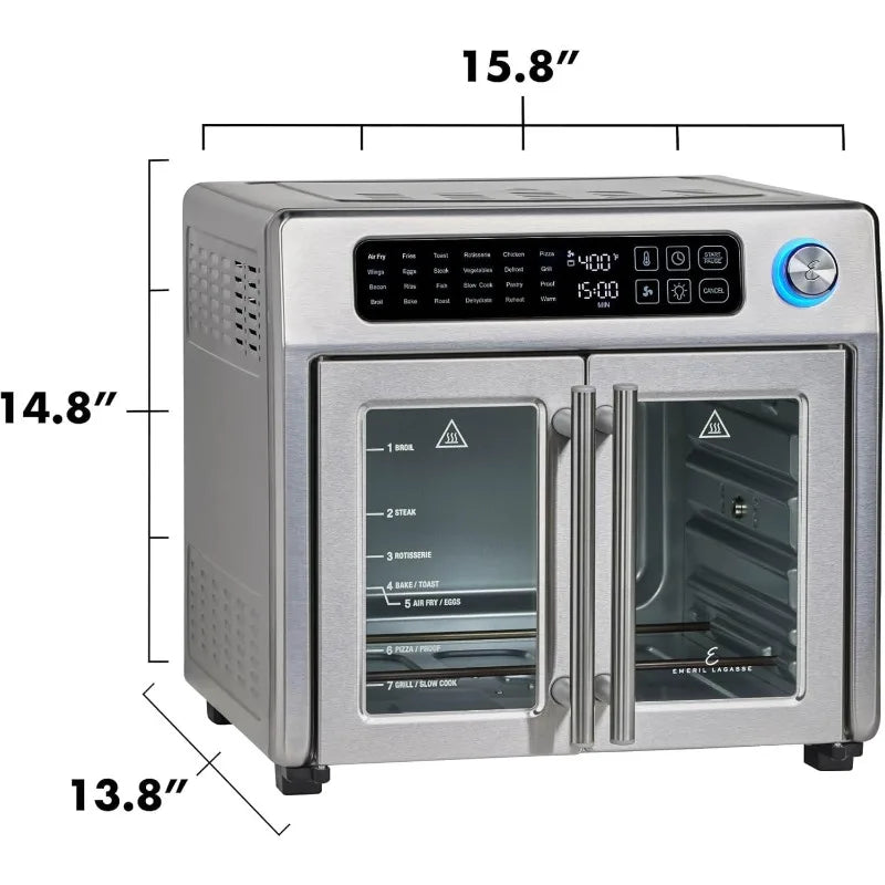 Emeril Lagasse Extra Large French Door Air Fryer Toaster Oven Combo, 24 Cooking Functions and Digital Controls,26QT Capacity
