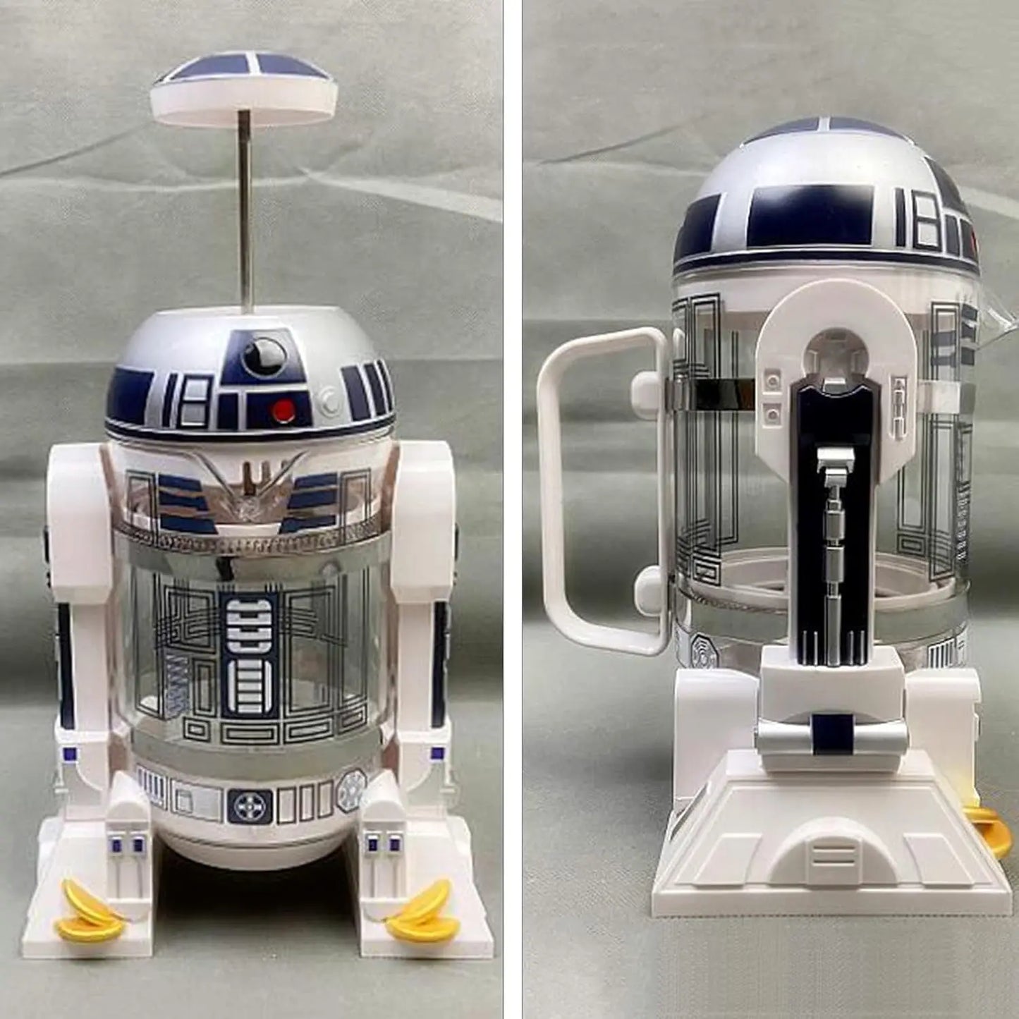 French Press Insulated 304 Stainless Steel Coffee Maker, 32 Oz Robot R2D2 Hand Home Coffee Presser, with Filter Screen for Brew