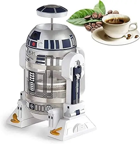French Press Insulated 304 Stainless Steel Coffee Maker, 32 Oz Robot R2D2 Hand Home Coffee Presser, with Filter Screen for Brew