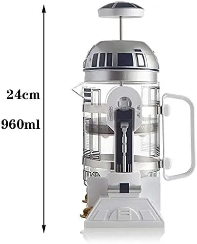 French Press Insulated 304 Stainless Steel Coffee Maker, 32 Oz Robot R2D2 Hand Home Coffee Presser, with Filter Screen for Brew