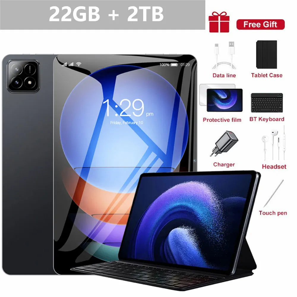 Pad 7s pro Tablets 20000mAh 5G Dual SIM WIFI For Kids Tablet PC 10inch 22GB+2TB Global Version Android Tab With keyboard 2025