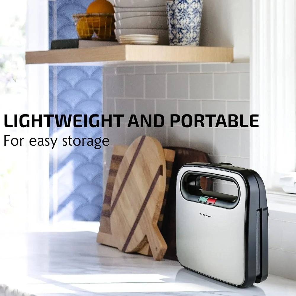 Electric Sandwich Maker Non-Stick Plates Indicator Lights Cool Touch Handle Space-Saving Design Easy Clean Perfect Dorms