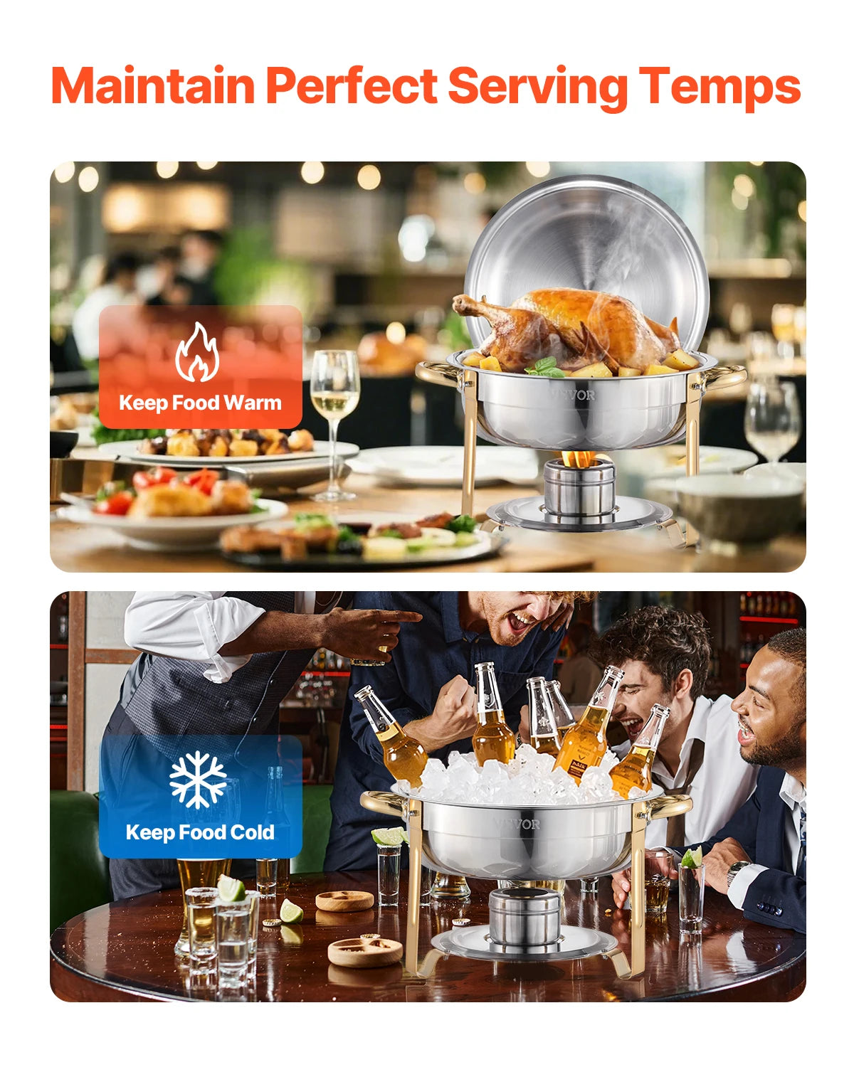 4 Pack Chafing Dish Buffet Set Stainless Steel Chafer with 4 Full Size Pan Round Catering Warmer Server for Party Banquets