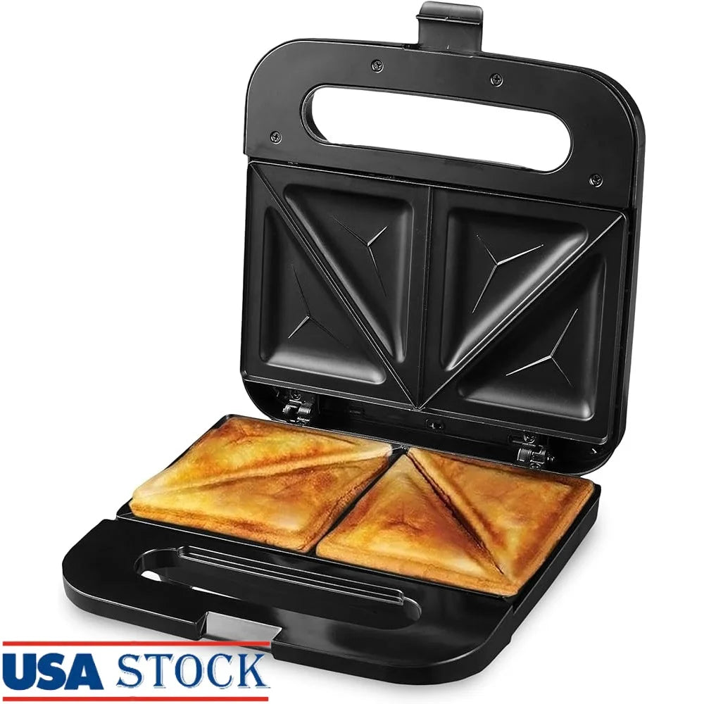 Electric Sandwich Maker Non-Stick Plates Indicator Lights Cool Touch Handle Space-Saving Design Easy Clean Perfect Dorms