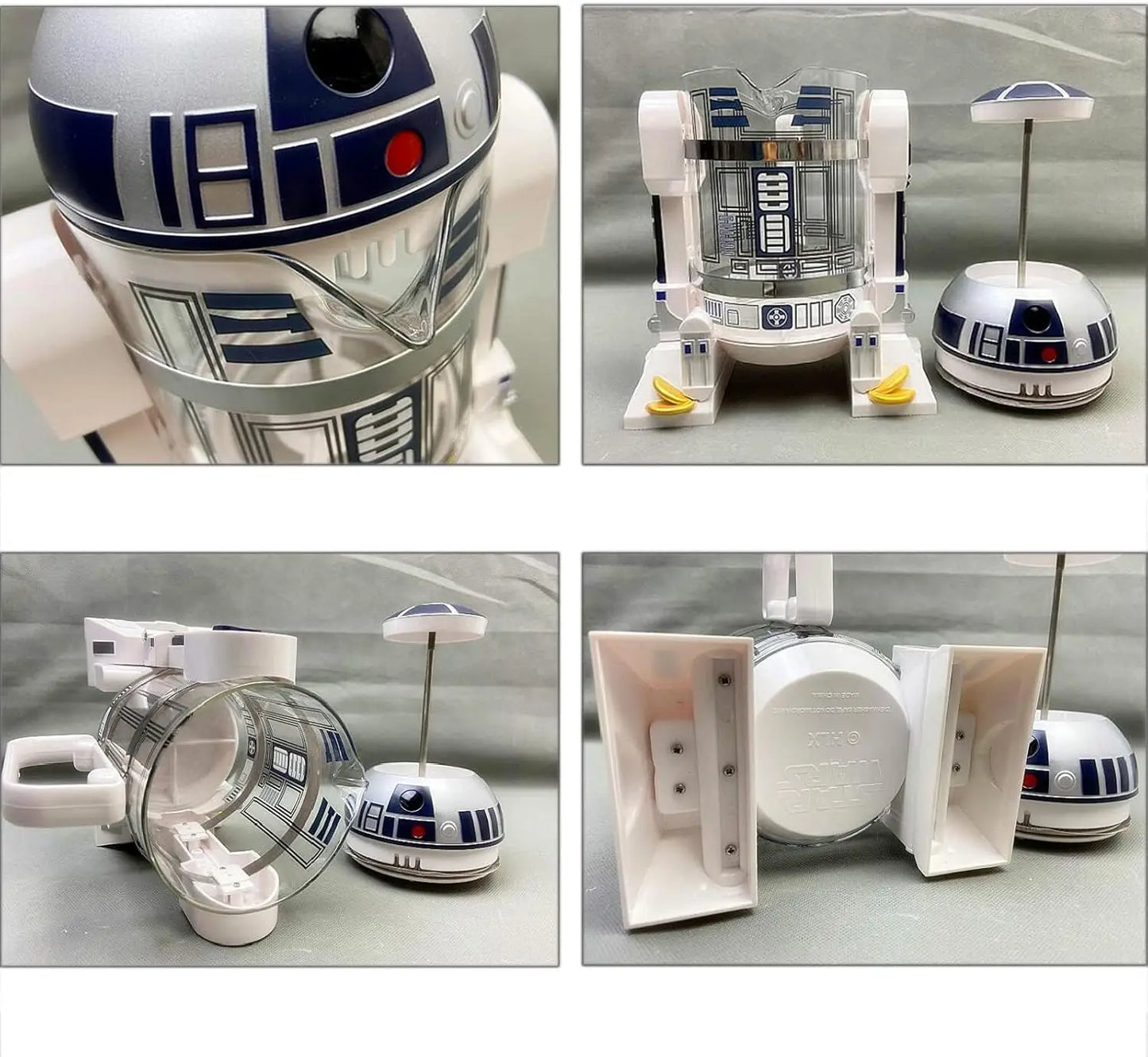 French Press Insulated 304 Stainless Steel Coffee Maker, 32 Oz Robot R2D2 Hand Home Coffee Presser, with Filter Screen for Brew