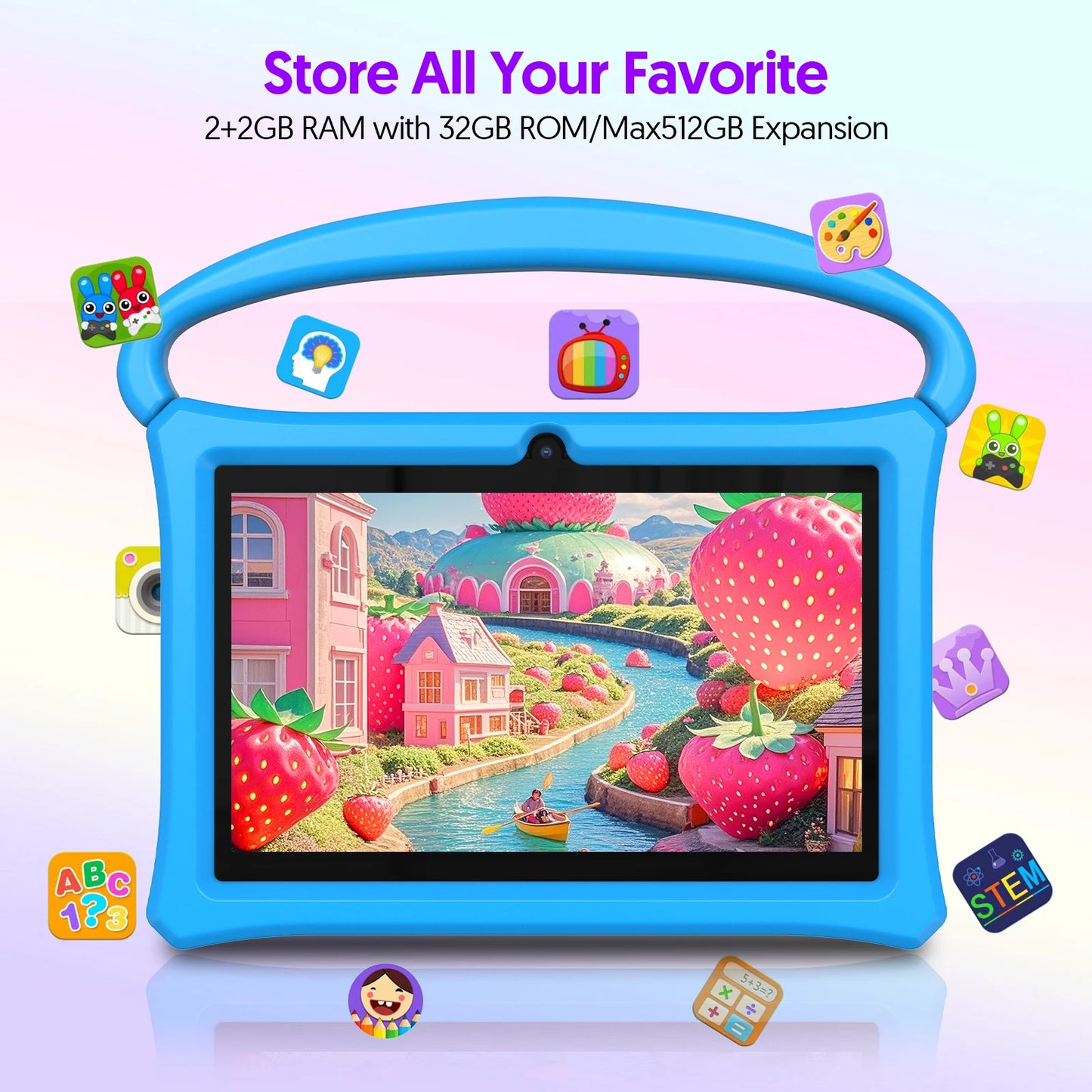 Android 13 tablet, 7-inch children's tablet, quad-core processor, 4GB (2G+2G-memory expansion) RAM+32GB ROM, with parental contr