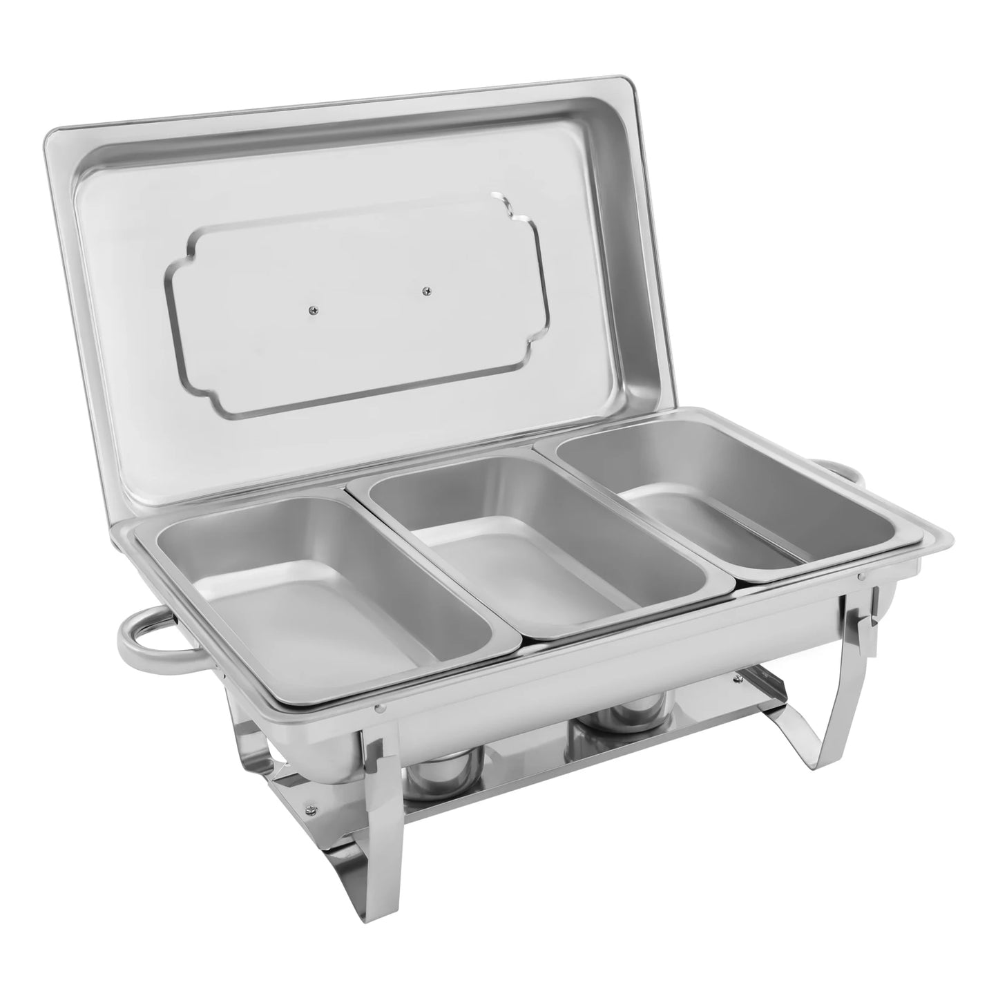 Self-Serve Three 0.66 Gal 410 Stainless Steel Chafing Dish Buffet Pan Set Frequent Warming Foldable House Hot Dish Pan