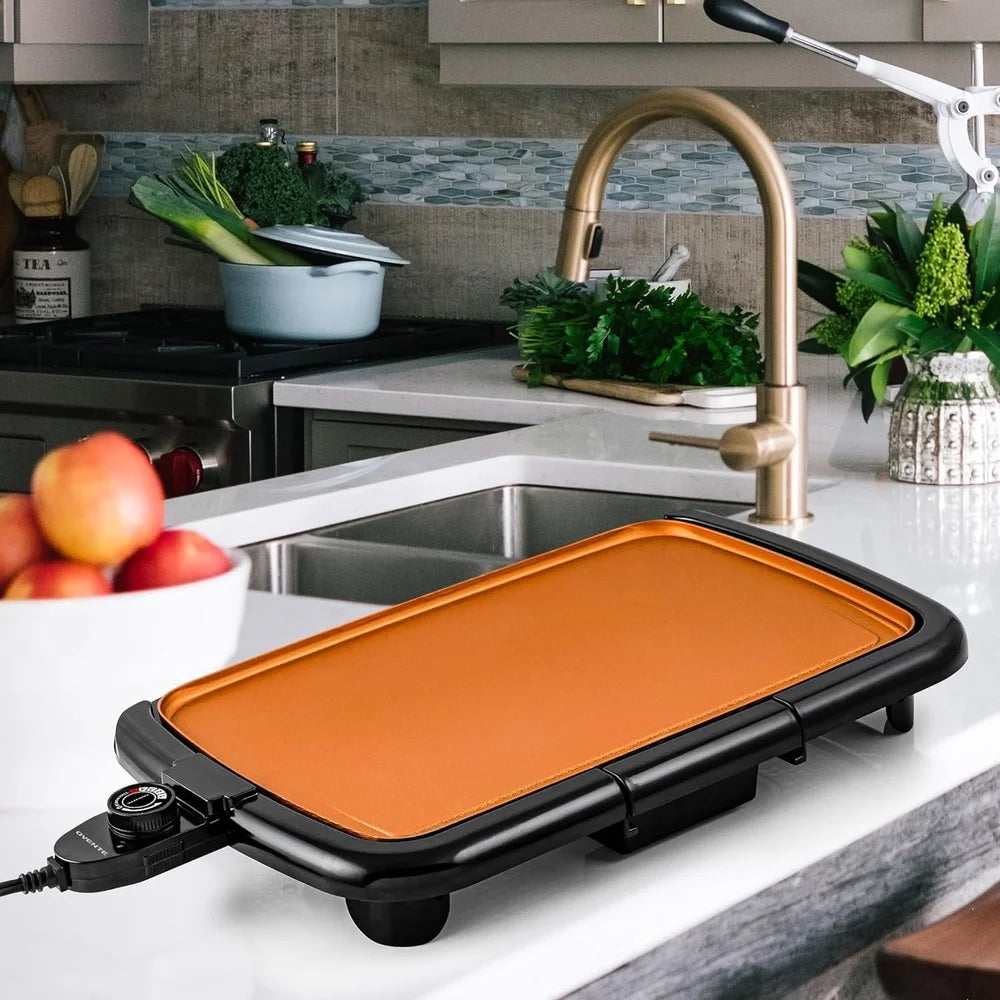 Electric Griddle Non-Stick Cooking Surface 16 x 10 Inch Portable Kitchen Appliance with Temperature Control Easy Cleanup Ideal