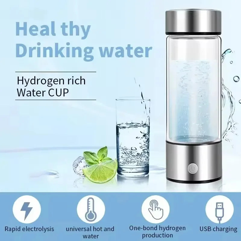 420ML Rich Hydrogen Oxygen Water Cup H2 Inhalation Device Water Bottle SPE PEM Dual Chamber Maker Lonizer Healthcare Water Cup