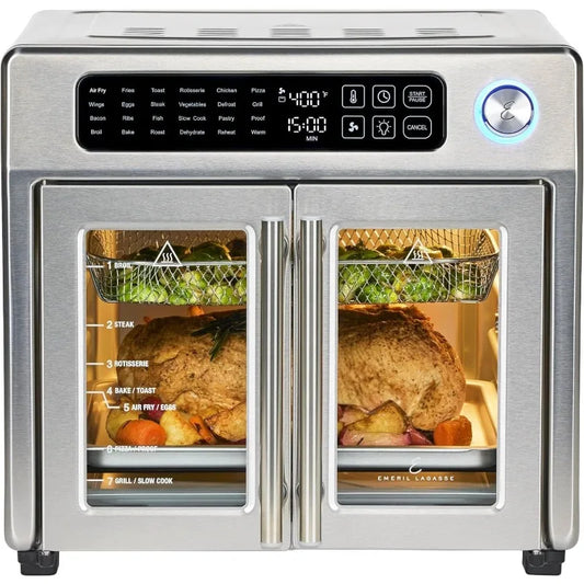 Emeril Lagasse Extra Large French Door Air Fryer Toaster Oven Combo, 24 Cooking Functions and Digital Controls,26QT Capacity