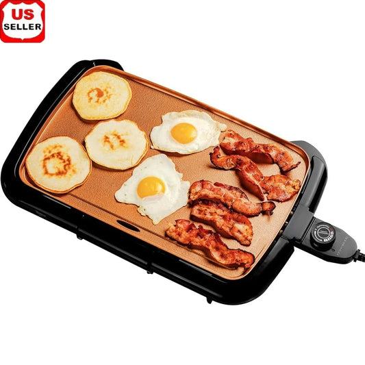 Electric Griddle Non-Stick Cooking Surface 16 x 10 Inch Portable Kitchen Appliance with Temperature Control Easy Cleanup Ideal