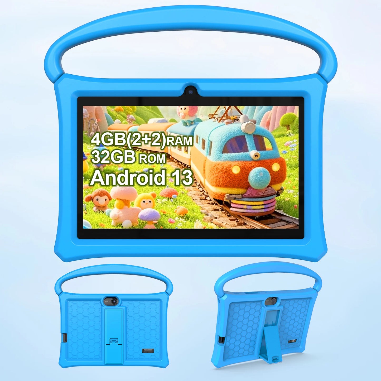 Android 13 tablet, 7-inch children's tablet, quad-core processor, 4GB (2G+2G-memory expansion) RAM+32GB ROM, with parental contr