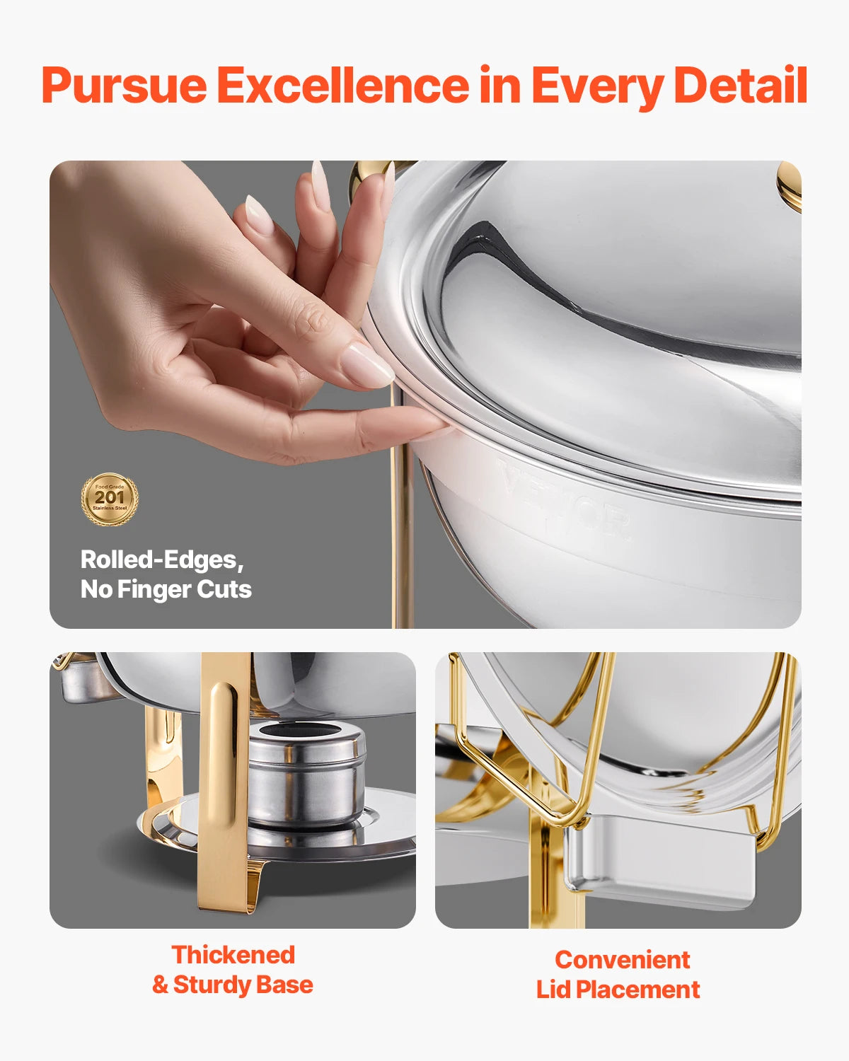 4 Pack Chafing Dish Buffet Set Stainless Steel Chafer with 4 Full Size Pan Round Catering Warmer Server for Party Banquets